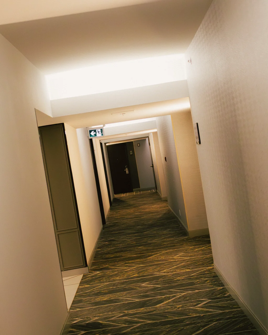 Corredor do hotel com carpete em espinha de peixe, Le Centre Sheraton, Montréal